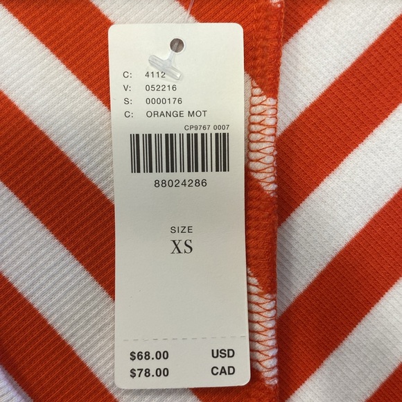 🆕 ANTHROPLOGIE'S MAEVE Red Orange Chevron Striped Front-Zip Scoopneck Top XS - Picture 11 of 14